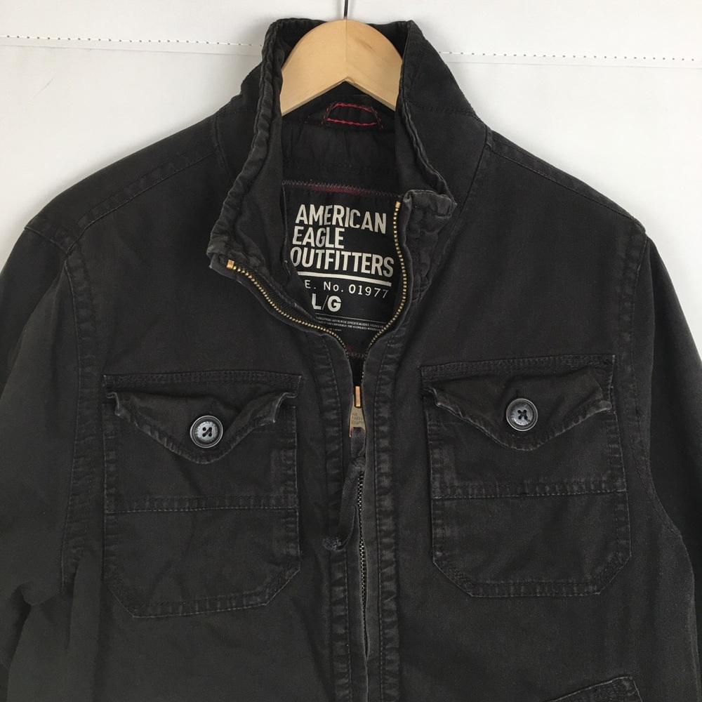 Vintage American Eagle Barn Chore Coat Jacket Canvas Black Quilt Lined Mens L - Picture 2 of 13